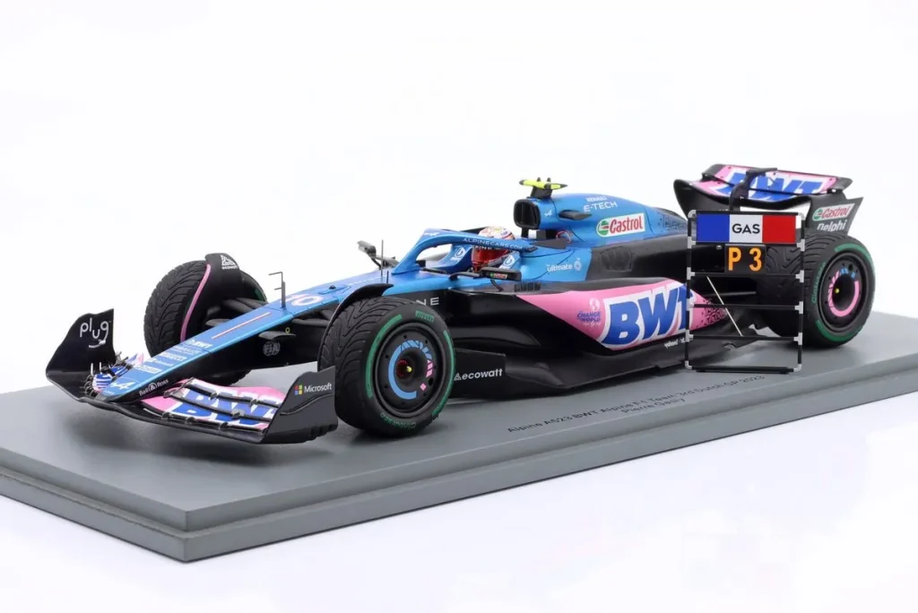 โมเดลรถ 1:18 Alpine A523 #10 Pierre Gasly อันดับ 3 Niederlande GP ฟอร์มูล่าวัน ปี 2023 Spark