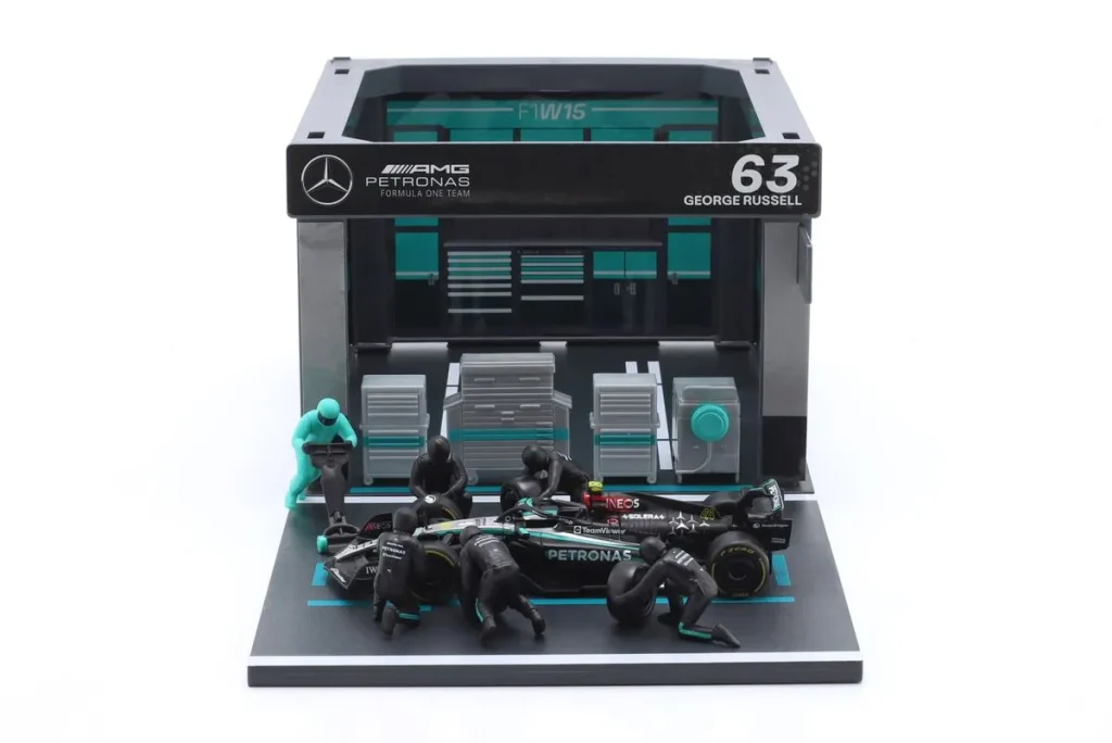 ไดโอรามา 1:43 Mercedes-AMG F1 W15 E Performance #63 George Russell ฟอร์มูล่าวัน ปี 2024 Bburago
