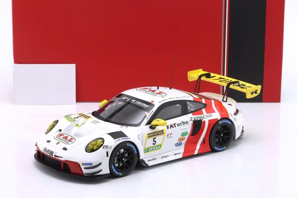 Model 1:18 Porsche 911 (992) GT3 R #5 Robert Renauer, Vincent Kolb, Dennis Olsen, Matt Campbell rank 16 24h Nürburgring year 2024 Ixo