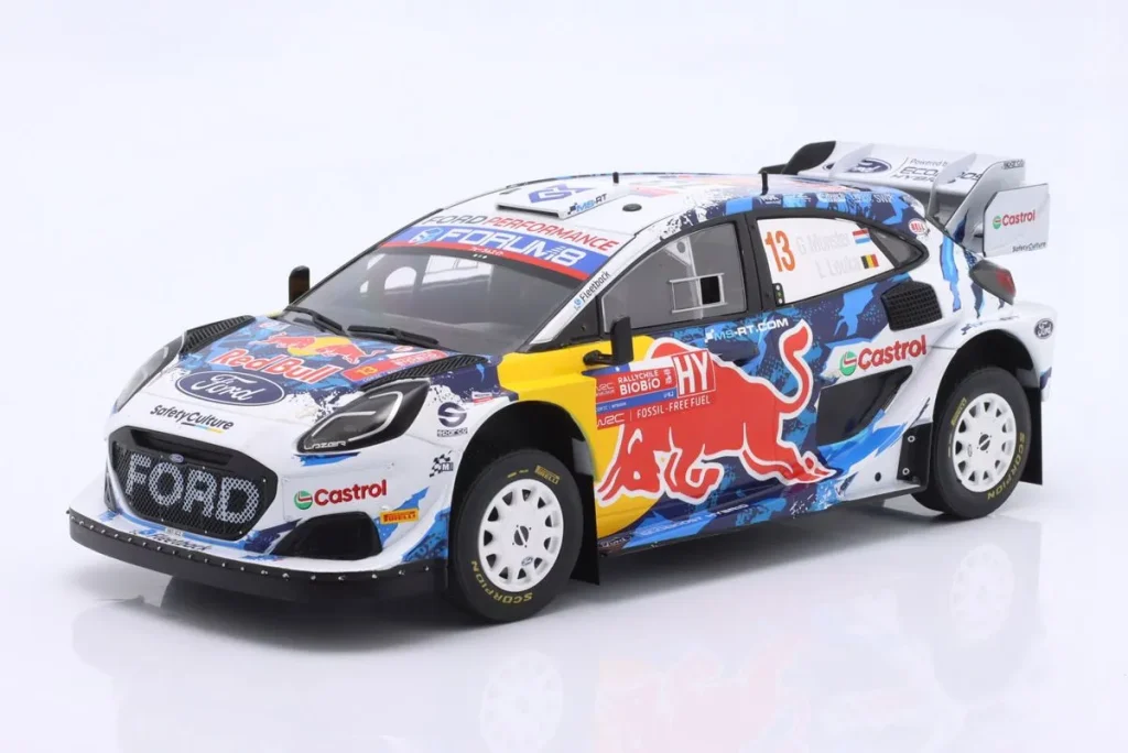 โมเดลรถ 1:18 Ford Puma Rally1 Hybrid #13 Grégoire Munster, Louis Louka อันดับ 7 แรลลี่ Chile ปี 2024 Ixo