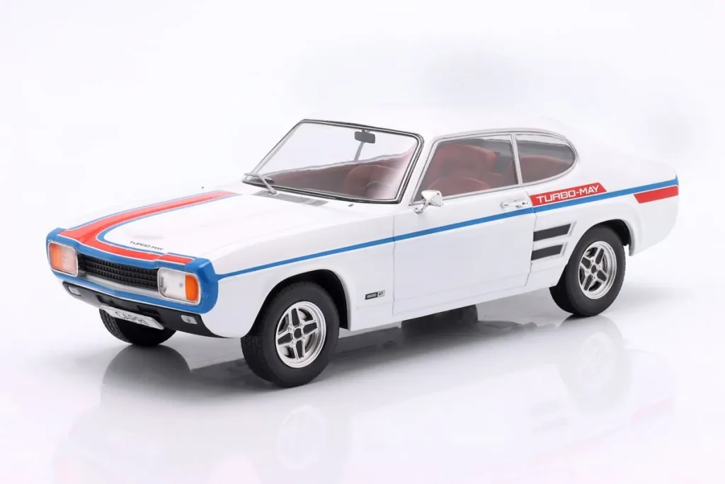 โมเดลรถ 1:18 Ford Capri MK I GT ปี 1970 สีขาว พร้อม Dekor ModelCarGroup