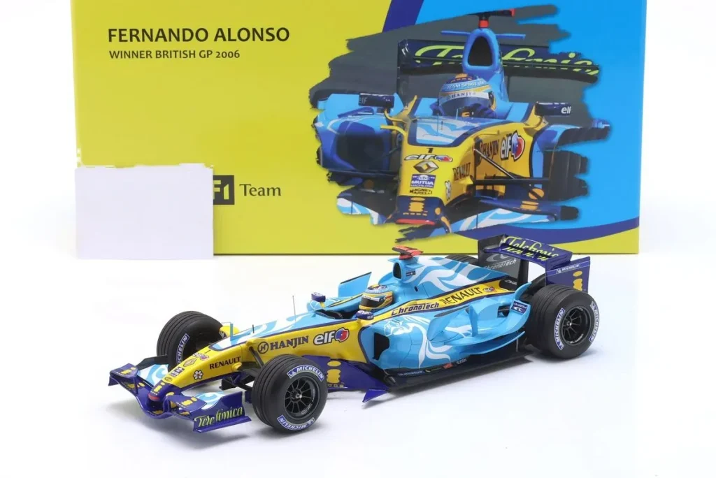 โมเดลรถ 1:18 Renault R26 #1 Fernando Alonso โพลโพซิชัน & ผู้ชนะ Großbritannien GP (Silverstone) / ฟอร์มูล่าวัน แชมป์โลก ปี 2006 Minichamps
