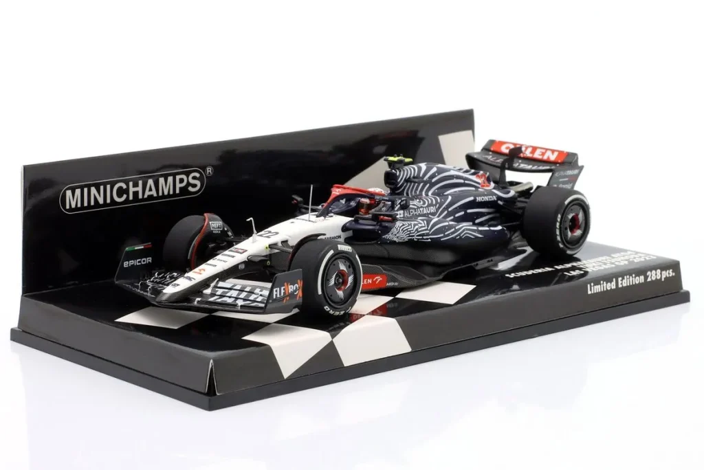 โมเดลรถ 1:43 Alpha Tauri AT04 #22 Yuki Tsunoda Las Vegas GP ฟอร์มูล่าวัน ปี 2023 Minichamps