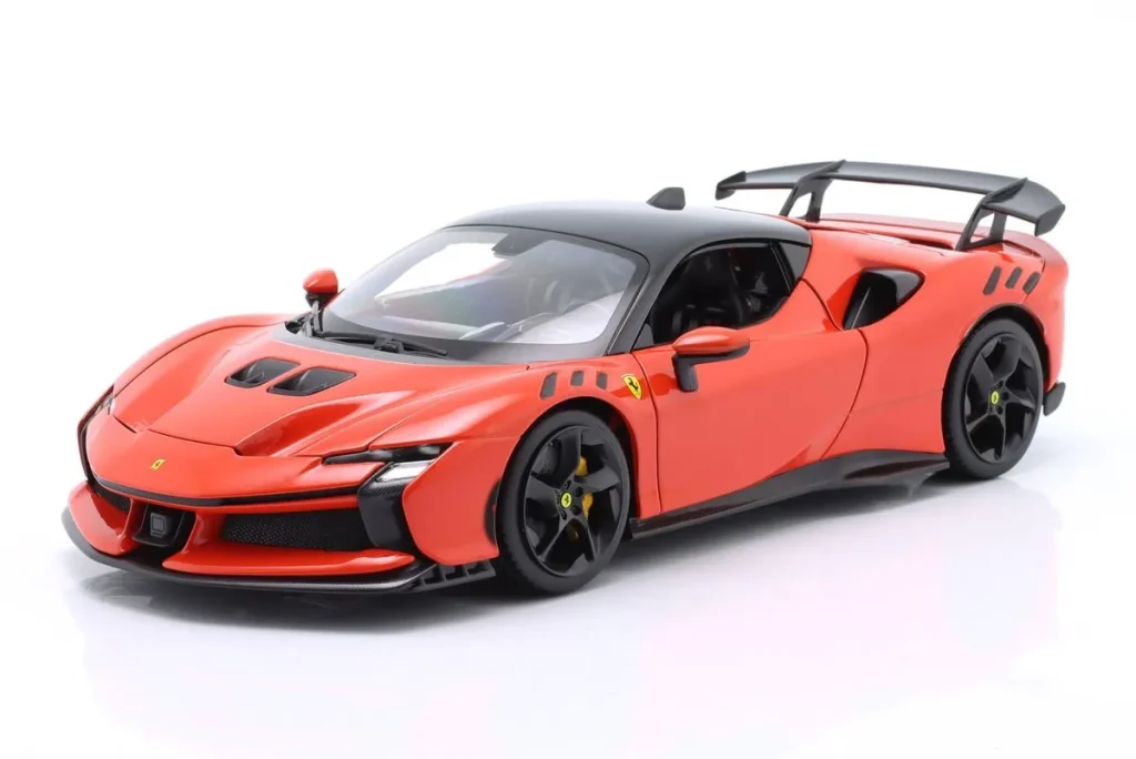 โมเดลรถ 1:18 Ferrari SF90 XX Stradale ปี 2024 สีส้ม-แดง Bburago