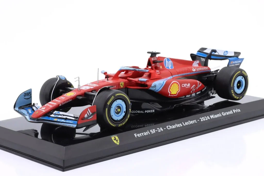 โมเดลรถ 1:24 Ferrari SF-24 #16 Charles Leclerc อันดับ 3 Miami GP ฟอร์มูล่าวัน ปี 2024 Premium Collectibles