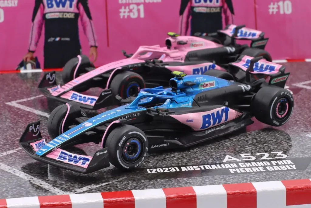 โมเดลรถ 1:43 Alpine A523 #10 Esteban Ocon, Pierre Gasly ฟอร์มูล่าวัน ปี 2023 Bburago