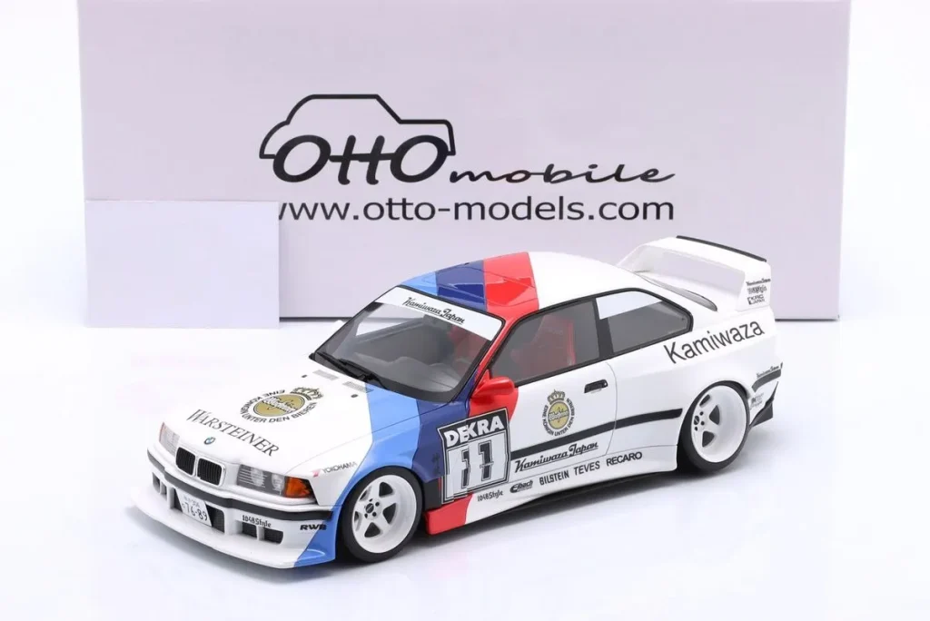 โมเดลรถ 1:18 BMW E36 Coupe Kamiwaza Khyzyl Saleem #11 “Warsteiner” ปี 2024 สีขาว / น้ำเงิน / แดง Ottomobile