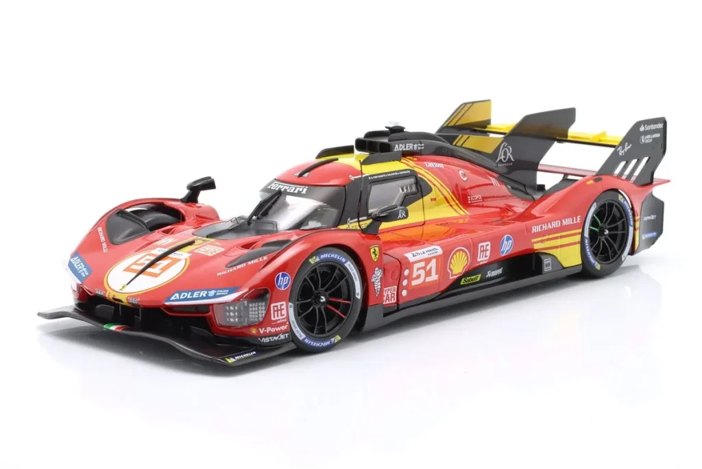 โมเดลรถ 1:18 Ferrari 499P #51 Alessandro Pier Guidi, James Calado, Antonio Giovinazzi อันดับ 3 24h LeMans ปี 2024 Bburago