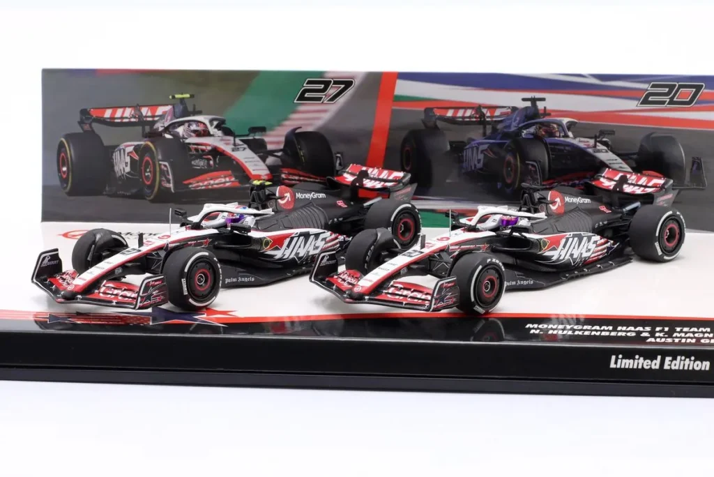 โมเดลรถ 1:43 Haas VF-23 #27 Nico Hülkenberg #27 / Kevin Magnussen #20 ฟอร์มูล่าวัน ปี 2023 Minichamps