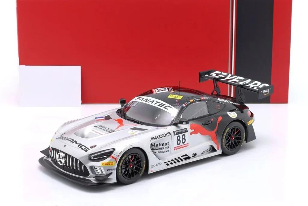 โมเดลรถ 1:18 Mercedes-AMG GT3 Evo #88 Jules Gounon, Daniel Juncadella, Raffaele Marciello ผู้ชนะ 24h Spa ปี 2022 Ixo