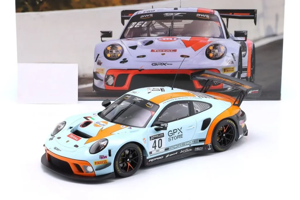 โมเดลรถ 1:18 Porsche 911 GT3 R #40 Romain Dumas, Louis Delétraz, Thomas Preining 24 ชั่วโมง สปา ปี 2020 Ixo