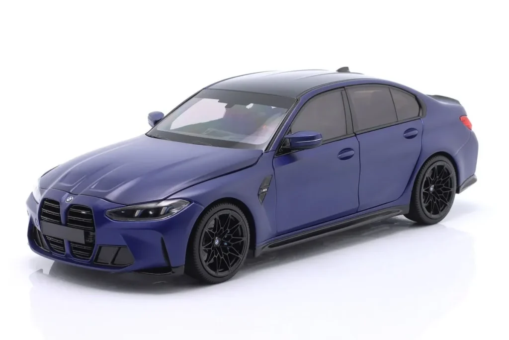 โมเดลรถ 1:18 BMW M3 (G80) Limousine ปี 2024 สีน้ำเงินด้านเมทัลลิก Minichamps