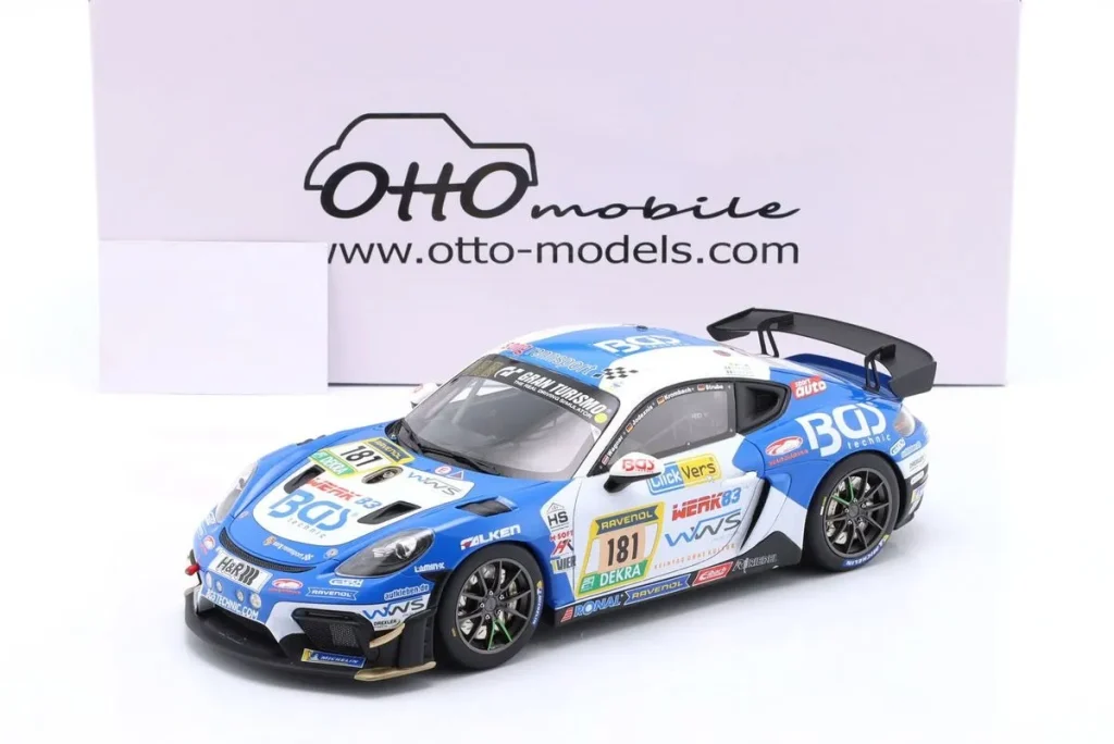 โมเดลรถ 1:18 Porsche 718 Cayman GT4 RS Clubsport #181 Richard Jodexnis, Christoph Krombach, Kurt Strube, Bernhard Wagner 24 ชั่วโมง เนือร์บวร์กริง ปี 2024 Ottomobile
