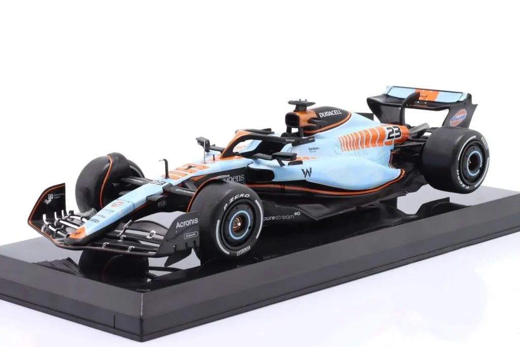 โมเดลรถ 1:24 Williams FW45 / Gulf-Lackierung #23 Alexander Albon ฟอร์มูล่าวัน ปี 2023 Premium Collectibles