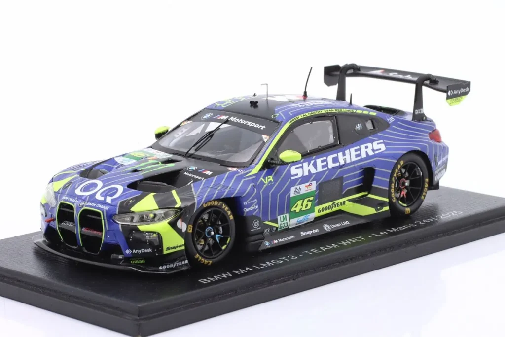 โมเดลรถ 1:43 BMW M4 GT3 #46 Ahmad Al Harthy, Valentino Rossi, Kelvin van der Linde 24 ชั่วโมง เลอมังส์ ปี 2025 Spark