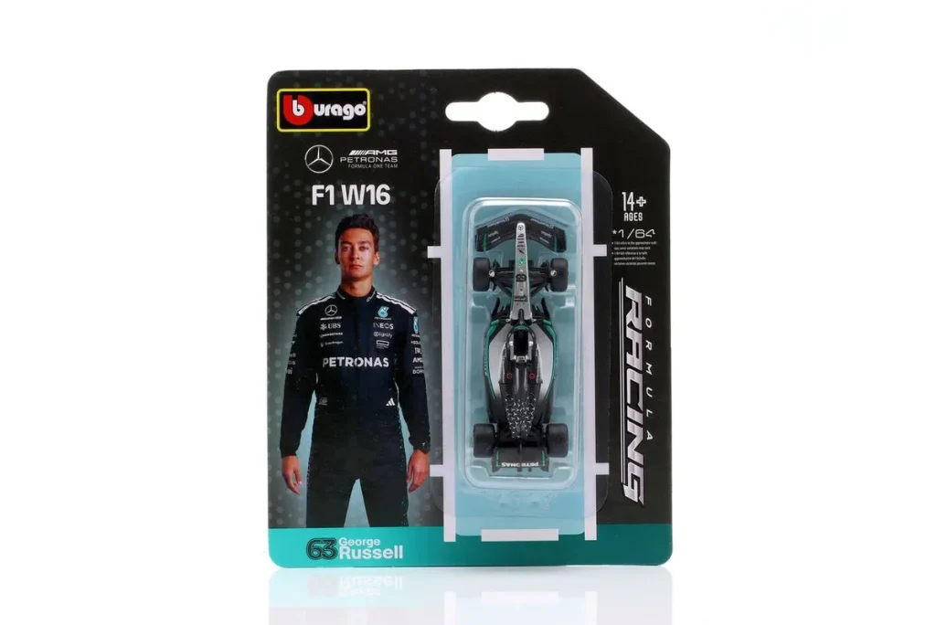 โมเดลรถ 1:64 Mercedes-AMG F1 W16 E Performance #63 George Russell ฟอร์มูล่าวัน ปี 2025 Bburago 18-58002 #63