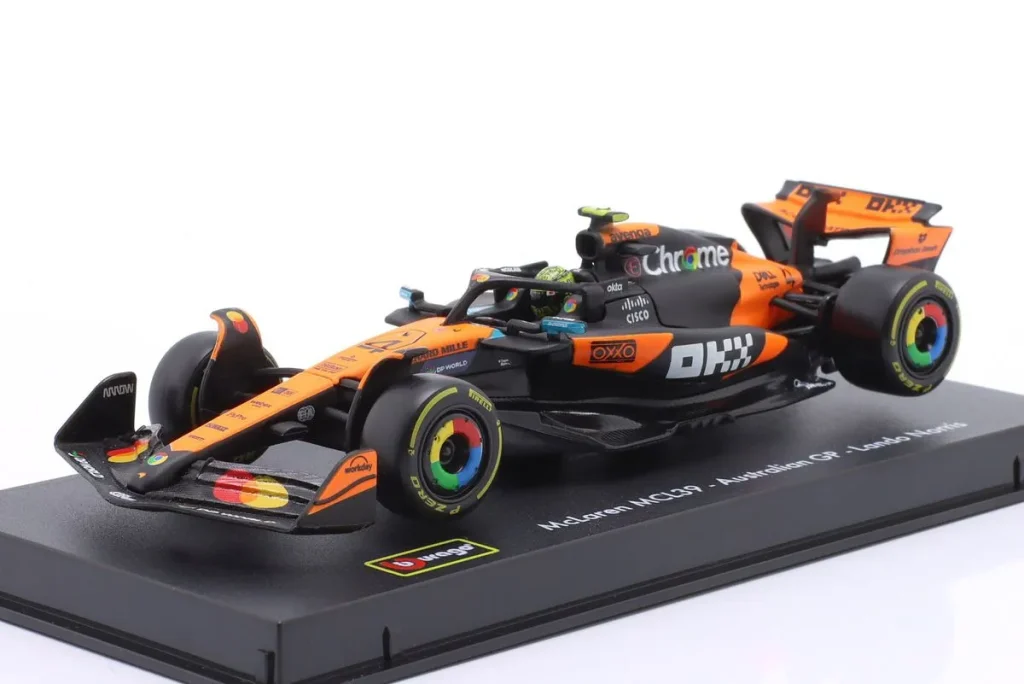 โมเดลรถ 1:43 McLaren MCL39 #4 Lando Norris โพลโพซิชัน & ผู้ชนะ Australien GP (Melbourne) / ฟอร์มูล่าวัน แชมป์โลก ปี 2025 Bburago 18-38249 #4