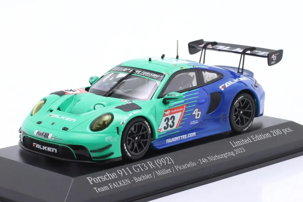 โมเดลรถ 1:43 Porsche 911 (992) GT3 R #33 Klaus Bachler, Sven Müller, Alessio Picariello 24 ชั่วโมง เนือร์บวร์กริง ปี 2023 Minichamps