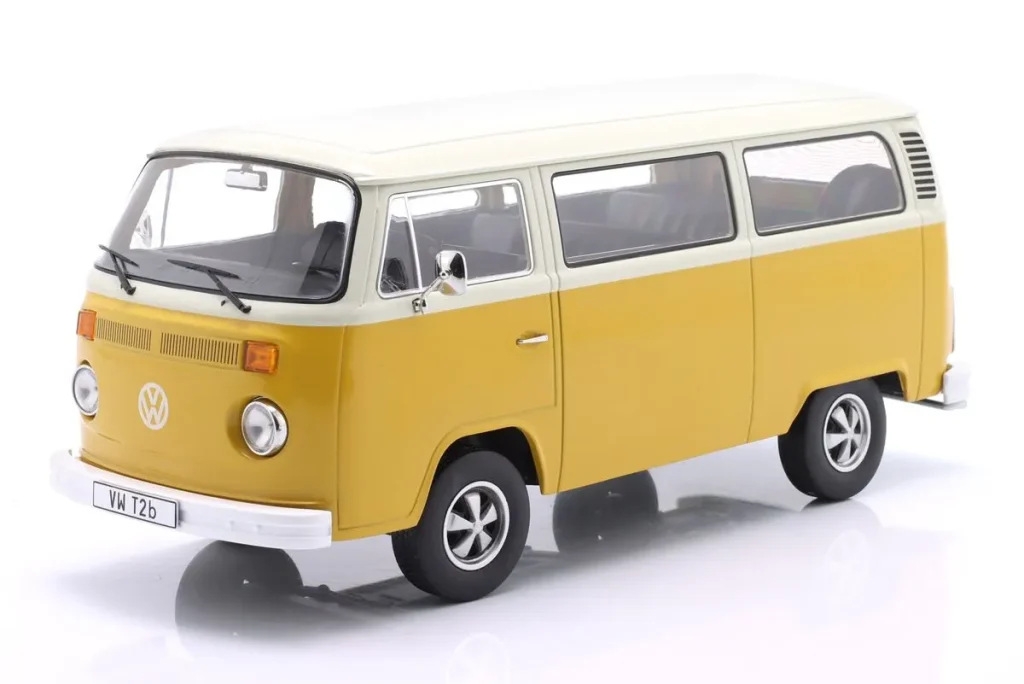 车型 1:18 Volkswagen VW T2b Bus 含 Fuchs 轮毂年 1972 黄色 / 白色 KK-Scale