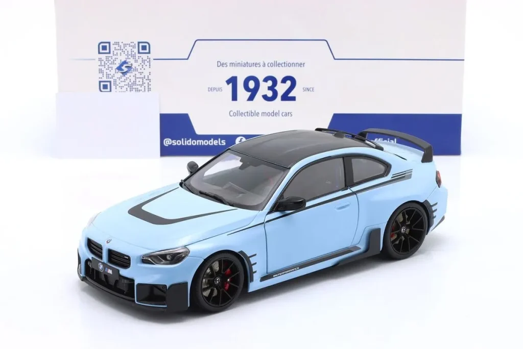 โมเดลรถ 1:18 BMW M2 Performance Parts (G87) ปี 2024 สี Zandvoort น้ำเงิน Solido