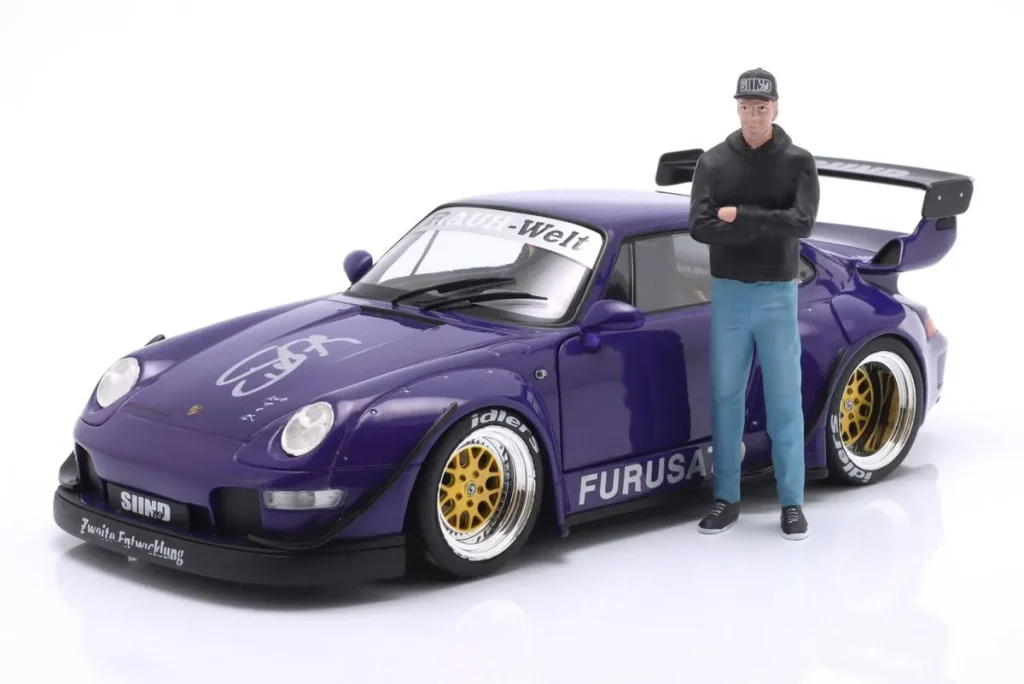 โมเดลรถ 1:18 Porsche 911 (993) RWB Rauh-Welt “Furusato” สีม่วง WERK83 W1807001C Signature + Figur