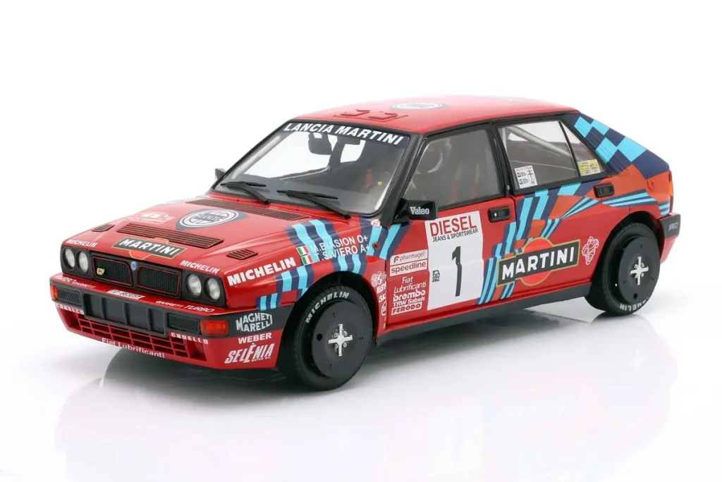 โมเดลรถ 1:18 Lancia Delta Integrale 16V #1 Miki Biasion, Tiziano Siviero ผู้ชนะ แรลลี่ SanRemo ปี 1989 Solido