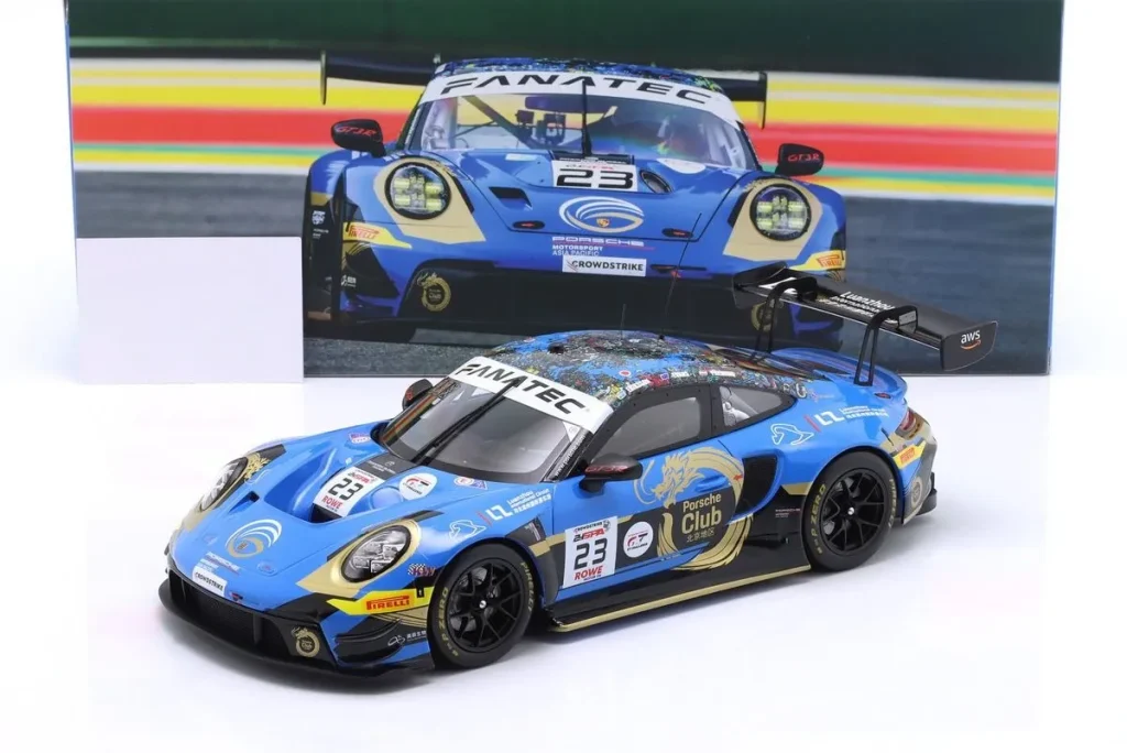 โมเดลรถ 1:18 Porsche 911 (992) GT3 R #23 Joel Eriksson, Jaxon Evans, Thomas Preining 24 ชั่วโมง สปา ปี 2024 Ixo