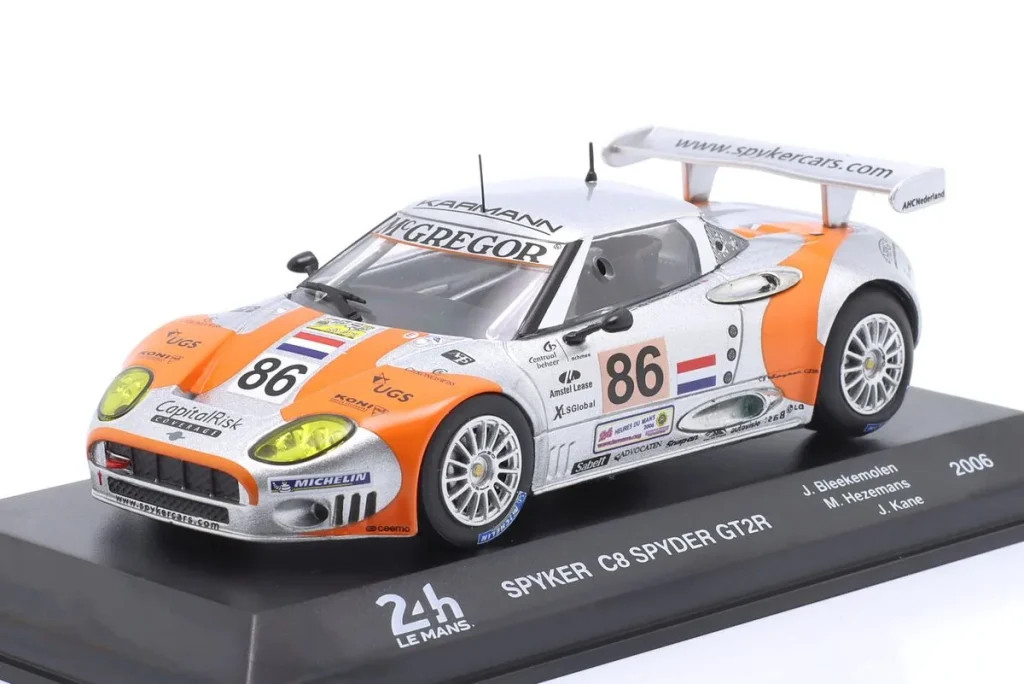 โมเดลรถ 1:43 Spyker C8 Spyder GT2R #86 Jeroen Bleekemolen, Mike Hezemans, Jonny Kane 24 ชั่วโมง เลอมังส์ ปี 2006 Altaya