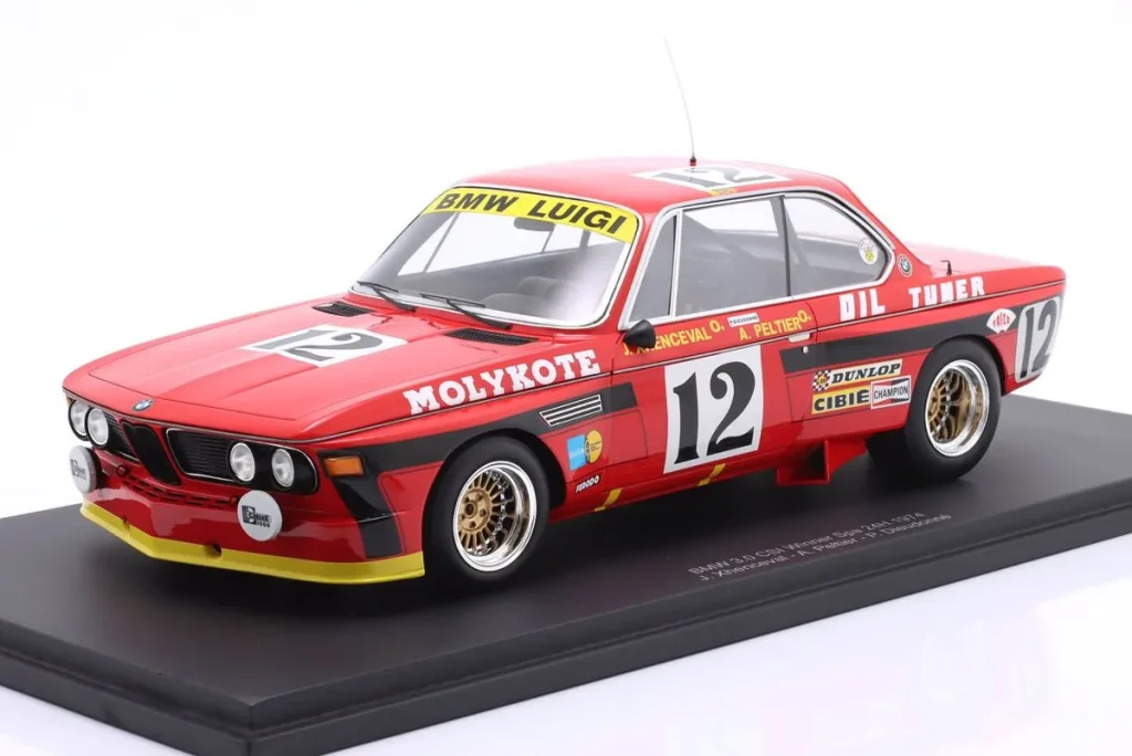 โมเดลรถ 1:18 BMW 3.0 CSi #12 Jean Xhenceval, Alain Peltier, Pierre Dieudonne ผู้ชนะ 24h Spa ปี 1974 Spark