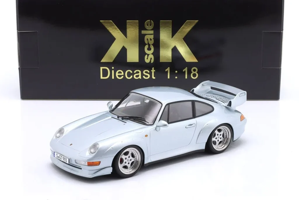โมเดลรถ 1:18 Porsche 911 (993) GT2 ปี 1996 ปี 1996 สีเงินโพลาร์ KK-Scale