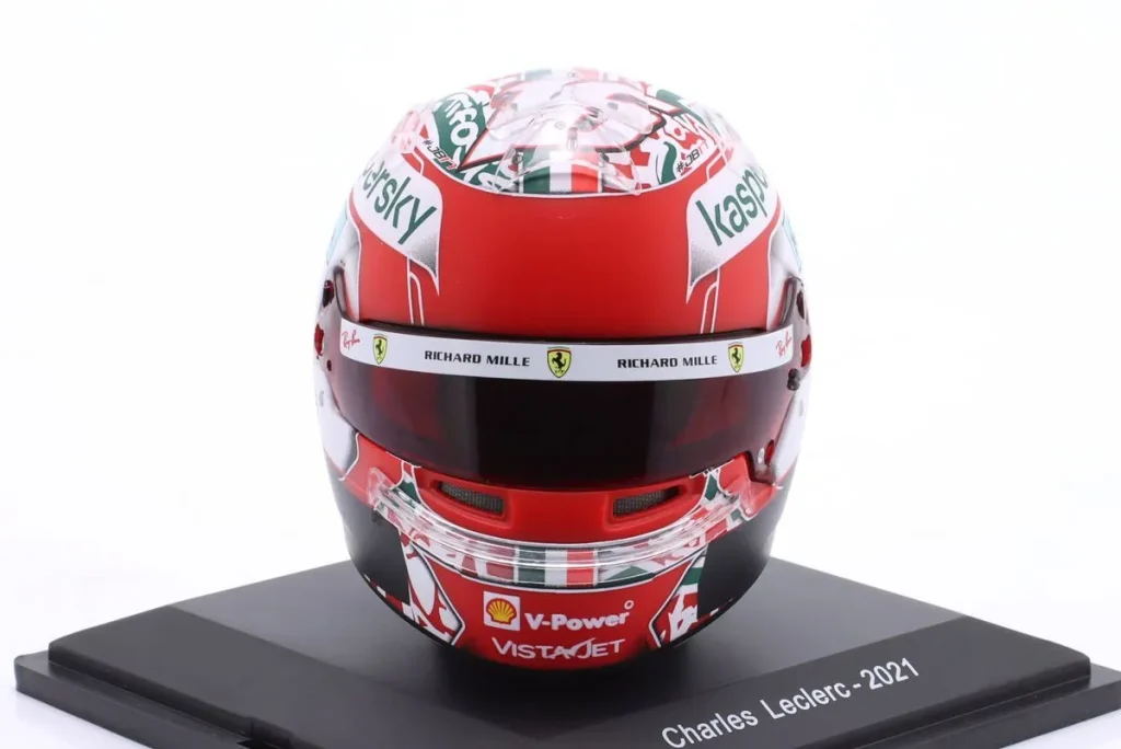 仿真赛车头盔 1:5 Ferrari SF21 #16 Charles Leclerc 4th Emilia-Romagna GP (Imola) 一级方程式年 2021 Spark