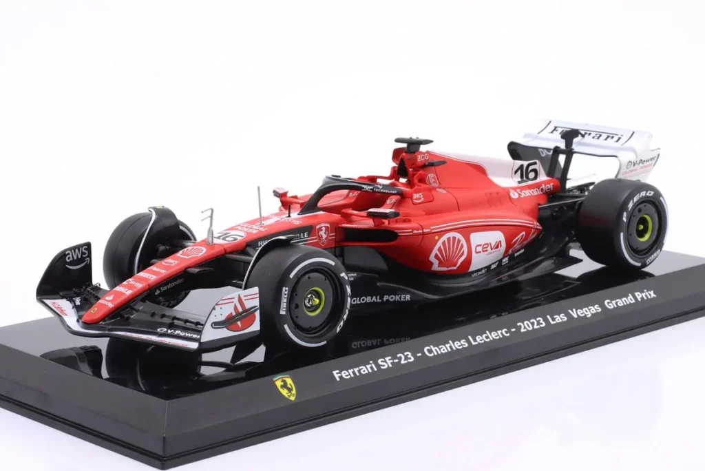 โมเดลรถ 1:24 Ferrari SF-23 #16 Charles Leclerc อันดับ 2 Las Vegas GP ฟอร์มูล่าวัน (โพลโพซิชัน) ปี 2023 Premium Collectibles