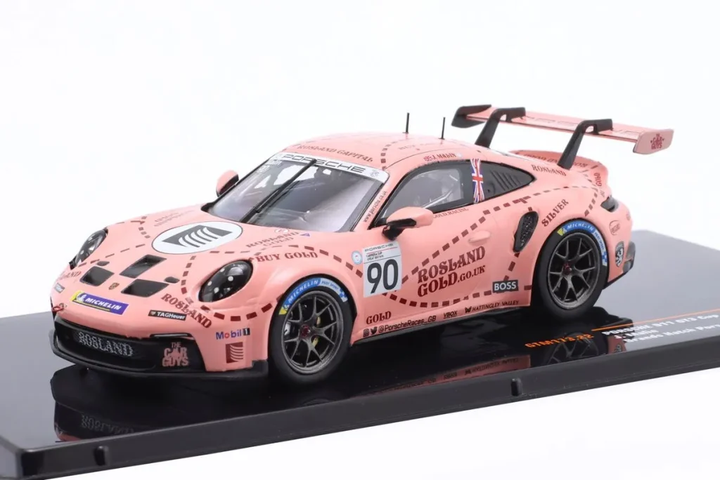 โมเดลรถ 1:43 Porsche 911 GT3 Cup #90 Josh Malin อันดับ 2 & อันดับ 3 Brands Hatch (Lauf 2 & 1) Porsche Supercup Großbritannien ปี 2023 Ixo
