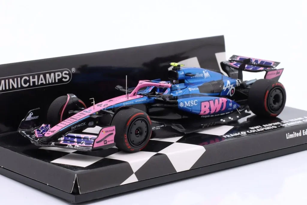 โมเดลรถ 1:43 Alpine A525 #43 Franco Colapinto อันดับ 15 Spanien GP ฟอร์มูล่าวัน ปี 2025 Minichamps