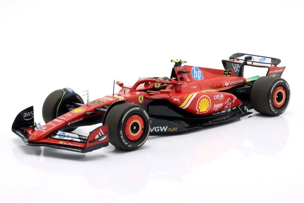 โมเดลรถ 1:18 Ferrari SF-24 #55 Carlos Sainz jr. ฟอร์มูล่าวัน ปี 2024 BBR Models BBR241855D