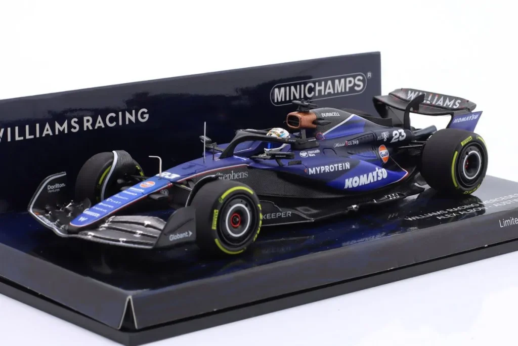 โมเดลรถ 1:43 Williams FW46 #23 Alexander Albon ฟอร์มูล่าวัน ปี 2024 Minichamps
