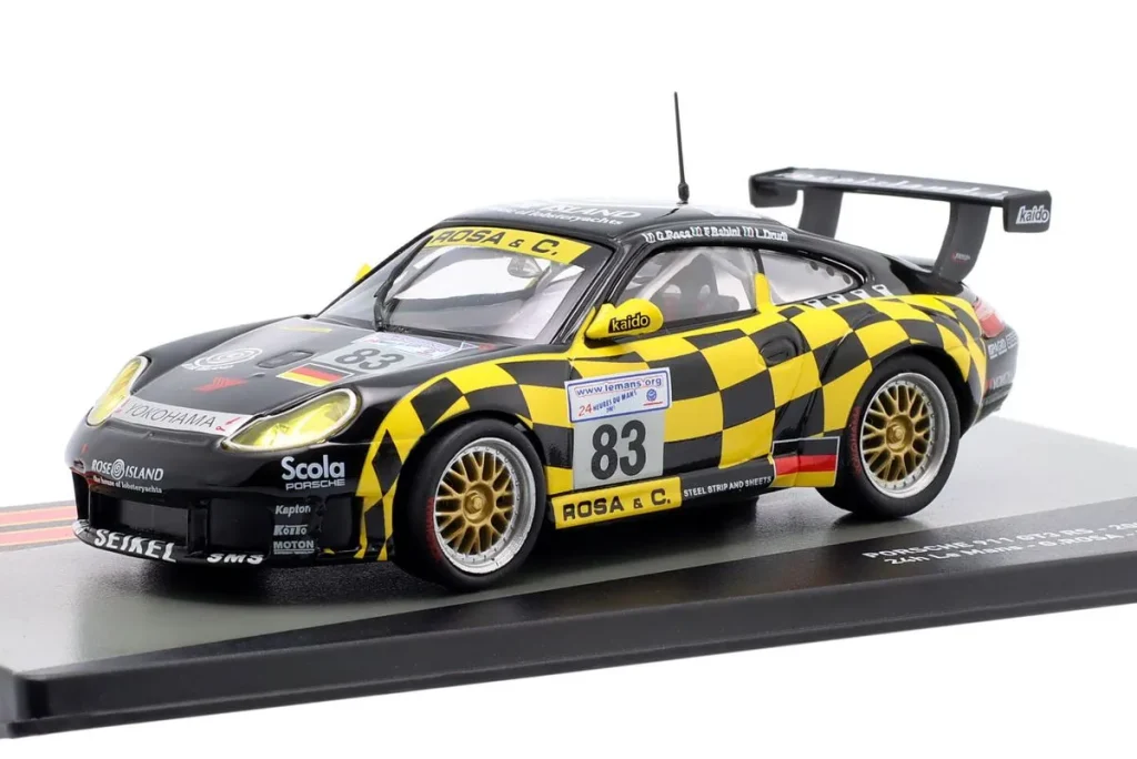 โมเดลรถ 1:43 Porsche 911 GT3 RS #83 Luca Drudi, Fabio Babini, Gabrio Rosa 24 ชั่วโมง เลอมังส์ ปี 2001 Altaya