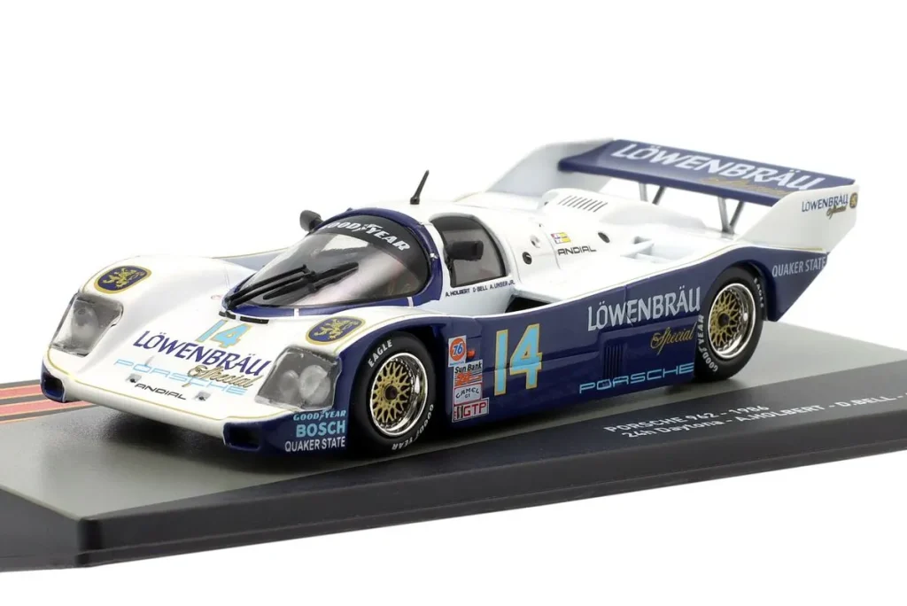 โมเดลรถ 1:43 Porsche 962 #14 Al Holbert, Derek Bell, Al Unser, Jr. ผู้ชนะ 24h Daytona ปี 1986 Altaya