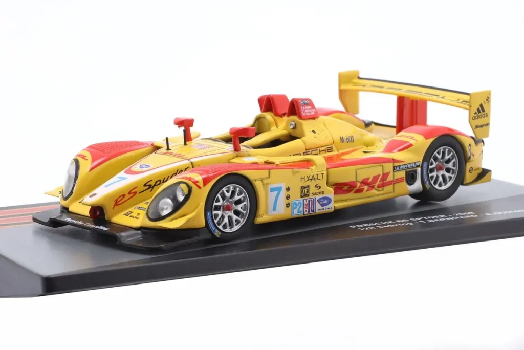 โมเดลรถ 1:43 Porsche RS Spyder #7 Timo Bernhard, Romain Dumas, Emmanuel Collard ผู้ชนะ 12h Sebring ปี 2008 Altaya