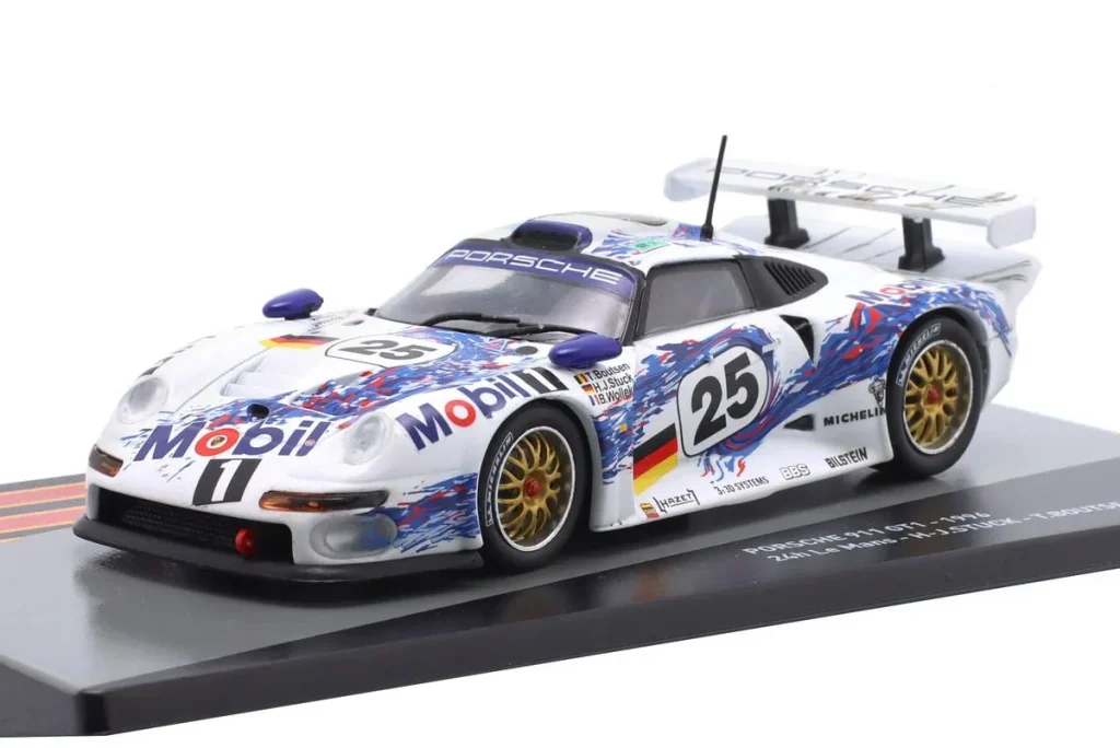 โมเดลรถ 1:43 Porsche 911 GT1 #25 Hans-Joachim Stuck, Bob Wollek, Thierry Boutsen อันดับ 2 24h LeMans ปี 1996 Altaya