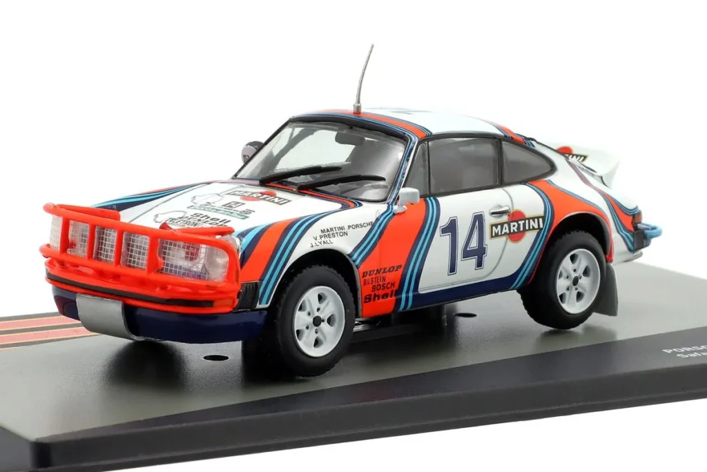โมเดลรถ 1:43 Porsche 911 SC #14 Vic jr Preston, John Lyall อันดับ 2 Safari Rally ปี 1978 Altaya