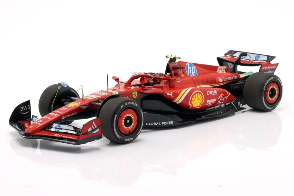 โมเดลรถ 1:18 Ferrari SF-24 #55 Carlos Sainz jr. ฟอร์มูล่าวัน ปี 2024 BBR Models BBR241855E