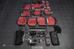ชุดเบาะหนัง สีแดงเลือดหมู + ชุดภายใน สำหรับ Porsche Cayenne 958