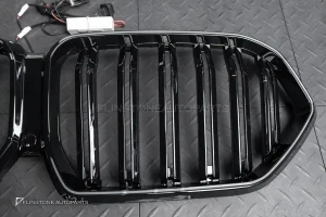 กระจังหน้า LED BMW G06 X6 เส้นคู่ สีดำเงา