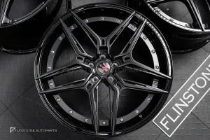 ล้อ Custom Forged แบบ 2 ชิ้น สำหรับ Maserati Levante หมุดเงิน ก้านดำด้าน ขอบดำเงา ขอบ 21 5114.3