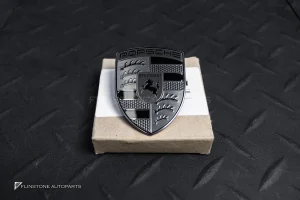 โลโก้ ฝากระโปรงหน้า สำหรับ Porsche สีดำ-เทา แท้