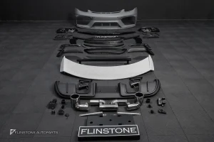 ชุดกันชนหน้า + ดิฟฟิวเซอร์พร้อมปลายท่อ + สปอยเลอร์ท้าย + ช่องลมข้าง สำหรับ Porsche 718 Cayman boxster ทรง GT4