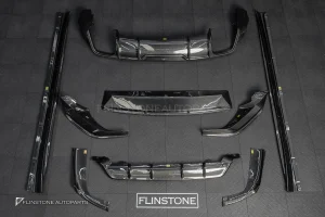 ลิ้นหน้า + ดิฟฟิวเซอร์ + สเกิร์ตข้าง Carbon fiber สำหรับ Porsche cayenne ทรง Future design