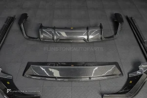 ลิ้นหน้า + ดิฟฟิวเซอร์ + สเกิร์ตข้าง Carbon fiber สำหรับ Porsche cayenne ทรง Future design