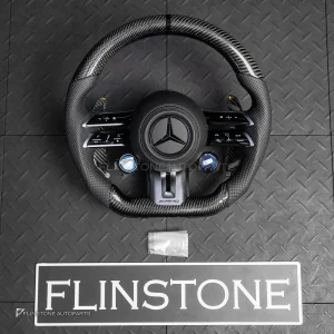 พวงมาลัย Carbon fiber พร้อม Airbag หนังดำ ด้ายดำ สำหรับ W464 G-Glass G63